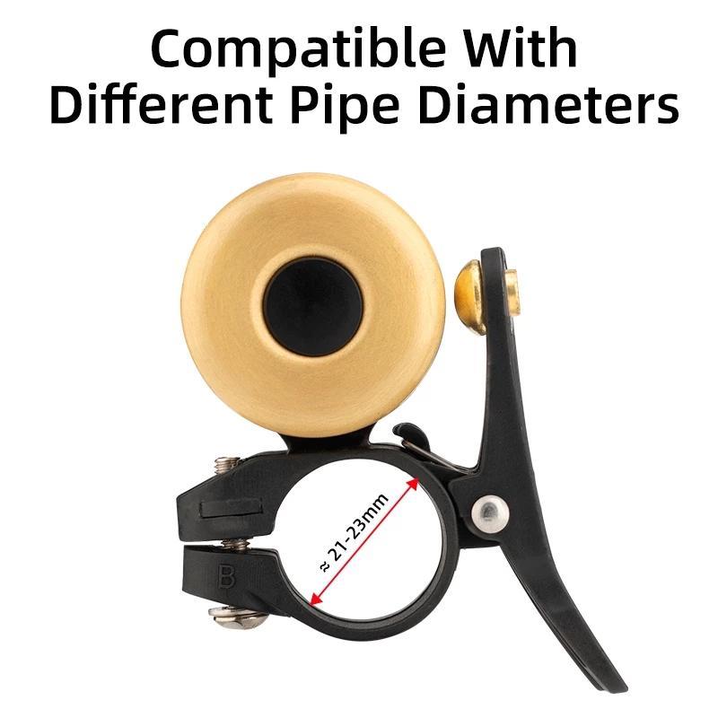 ROCKBROS Bike Bell, Copper Alloy Bike Bell, Loud Sound Classic Bike Ring Bell for Adults, for 0.82’’-0.9’’/21-23mm Handlebar Diameter