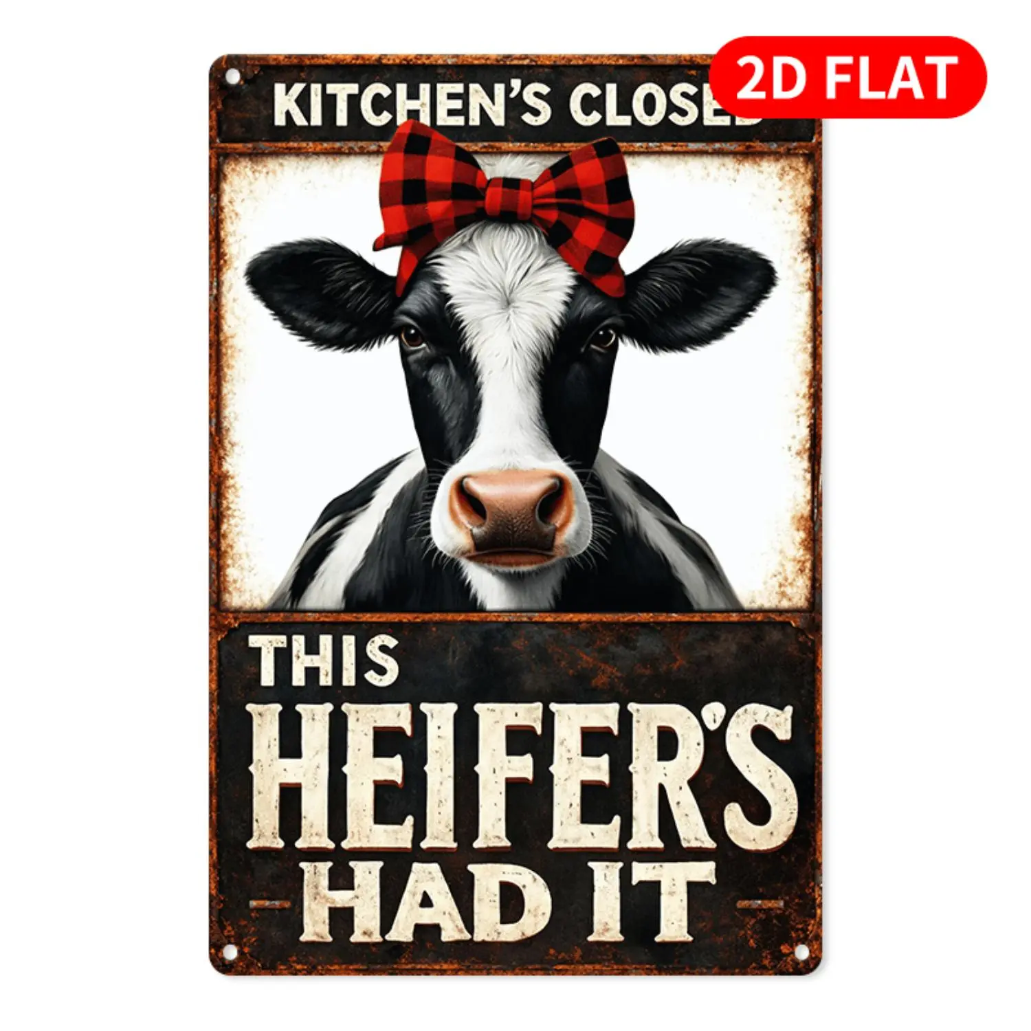 One Piece Kitchen's Closed 2D Flat Modern Farmhouse Wall Decor Metal Sign Perfect for New Year Valentine's Day Easter Christmas Halloween Gift Family Wall Porch School Indoor and Outdoor