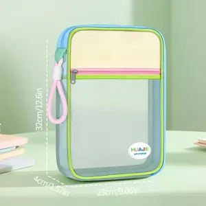 Large Capacity Tote Bag for Stationery Storage, Made with Mesh and Oxford Cloth, Multi-Color, Perfect for Organizing Documents and Materials, A Must-Have for Students, Bursts with Youthful Colors