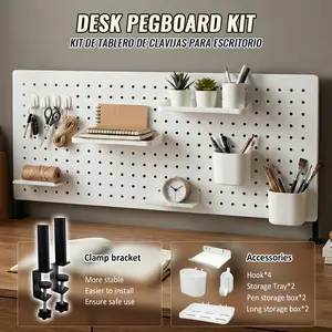 SEKAM Clamp-On Desk Pegboard Kit | No Drill All-In-One Organizer with Shelves, Hooks & Containers | Versatile Storage for Office, Bedroom & Kitchen | Modern Minimalist Desk Accessories & Ideal Christmas Gift