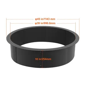 VEVOR Fire Pit Ring,  , 45-Inch Outer/39-Inch Inner Diameter, 10inch Height Fire Pit Insert, Heavy Duty Carbon Steel Liner DIY Campfire Ring above or In-Ground, for Outdoor Camping, Bonfires