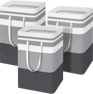 2 Pack Large Laundry Baskets, Waterproof, Freestanding Laundry Hampers, Collapsible Clothes Hamper with Reinforced Handles in Laundry Room, College Dorm, Bathroom, Bedroom