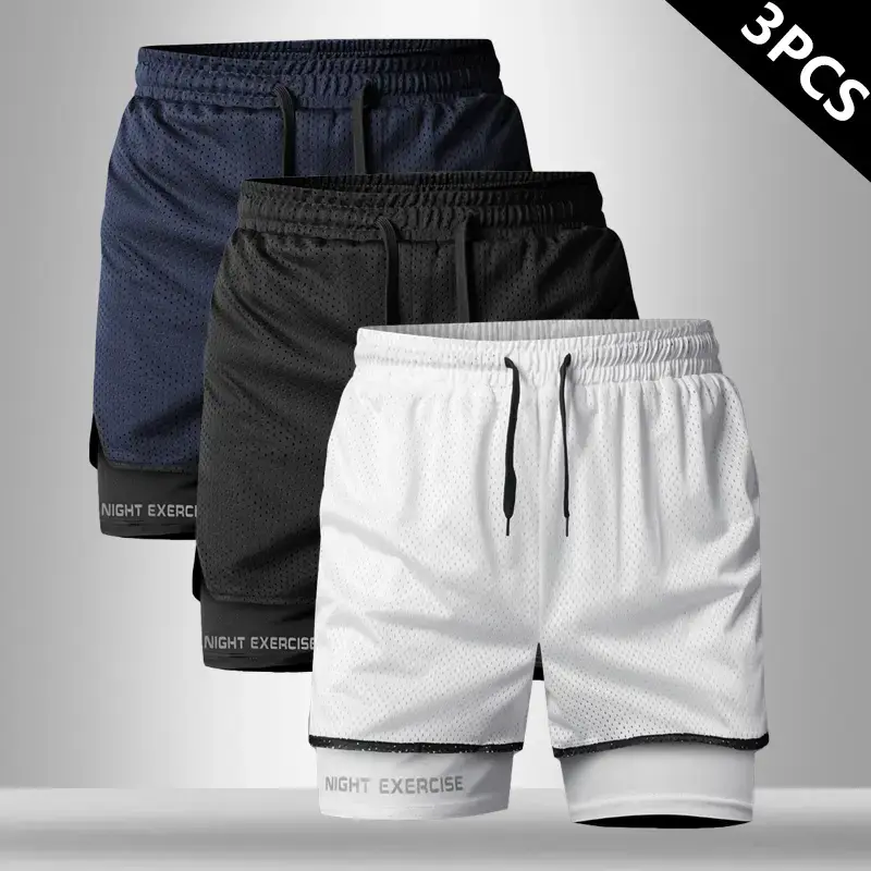 Men’s casual athletic shorts featuring an elastic waistband and a breathable mesh fabric, paired with a stylish reflective letter print design, suitable for summer running, soccer, and outdoor activities. SpringStatements Men's run