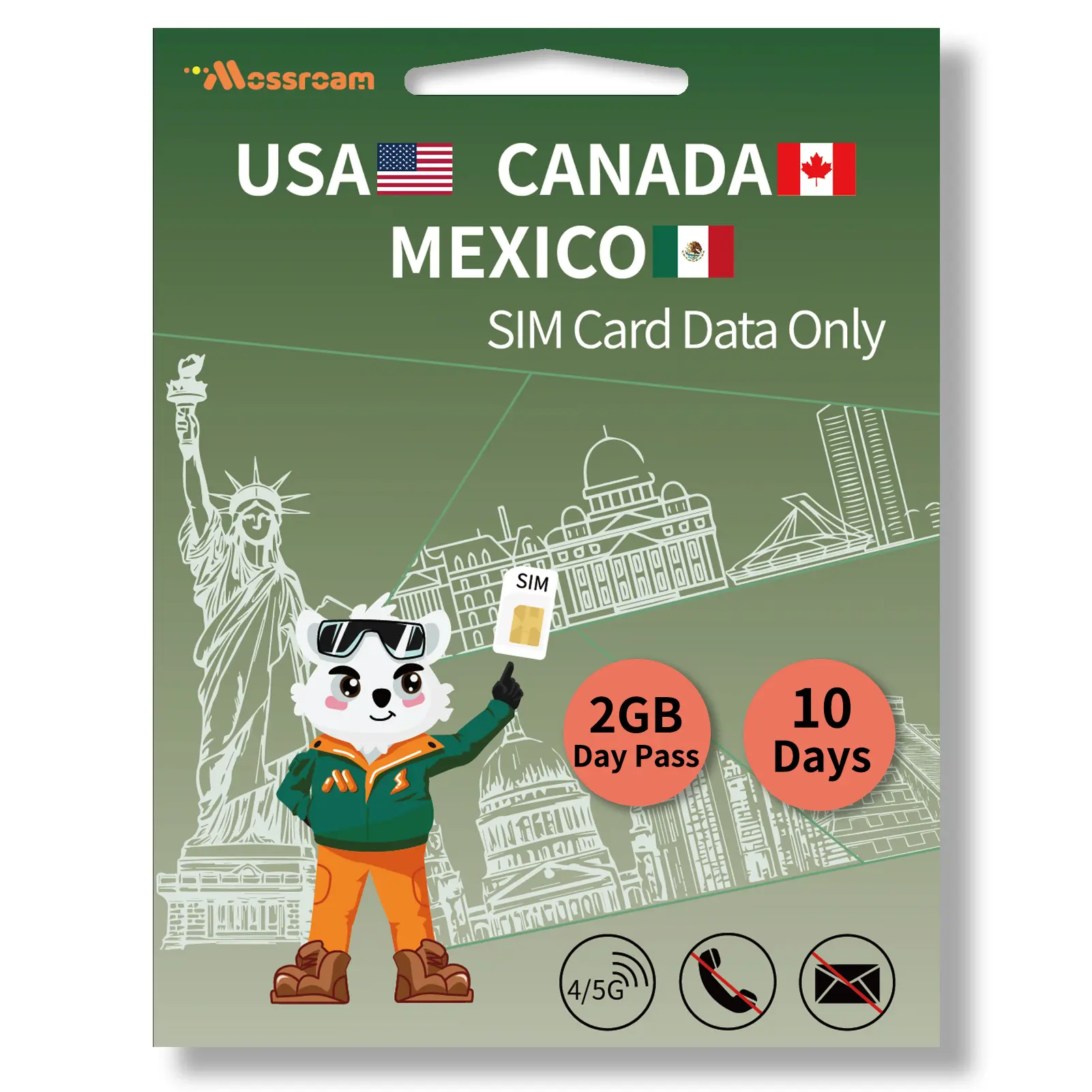 North America Data SIM Card for Travel -USA & Canada & Mexico 5G/4G/LTE Coverage, Easy Management and Setting, 3 in 1 SIM Data only No Phone Number,No Contract