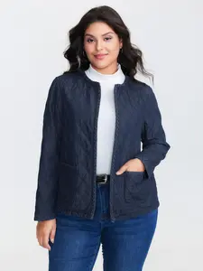 【Transitional Jacket 】BLOOMCHIC Quilted Contrast Edge Denim Jacket Outerwear Fit 2026 Summer Vibes