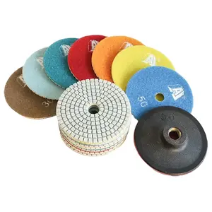 5 PCS 4 Inch Diamond Resin Polishing Pads Set 100mm Wet Polishing Pads for Granite Marble Concrete Stone Tile