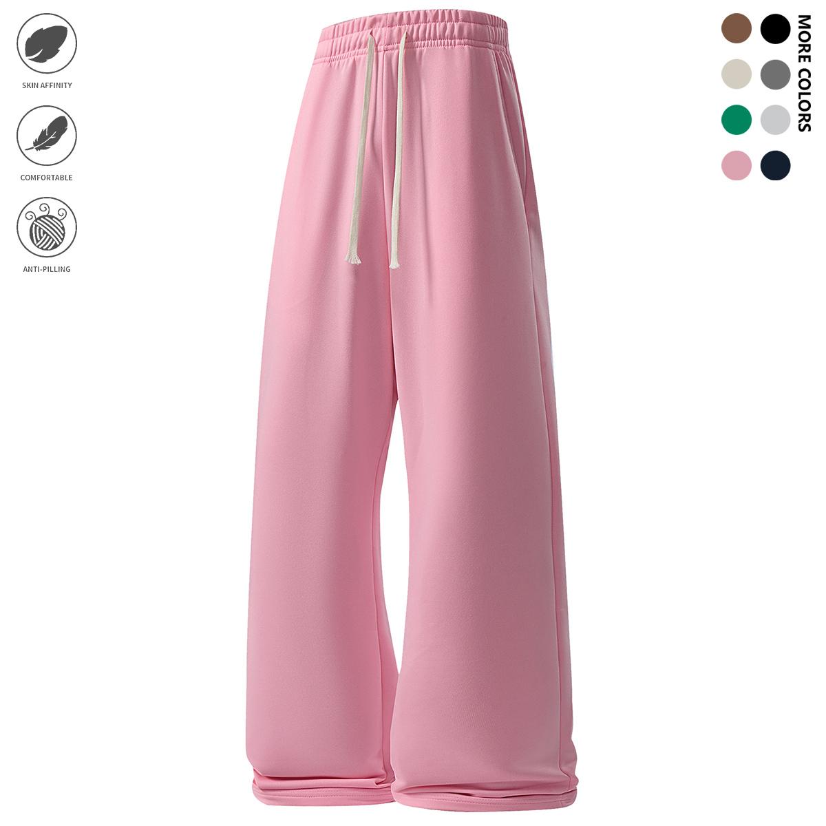 Men's casual sports pants, wide-leg pants, featuring an elastic waistband with drawstring design, casual sports pants suitable for running, fitness, and outdoor activities wear, sports pants, men's trousers