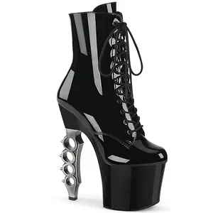 Pleaser Irongrip-1020 Women's High Heel Platform Ankle Boot, Lace-Up Footwear
