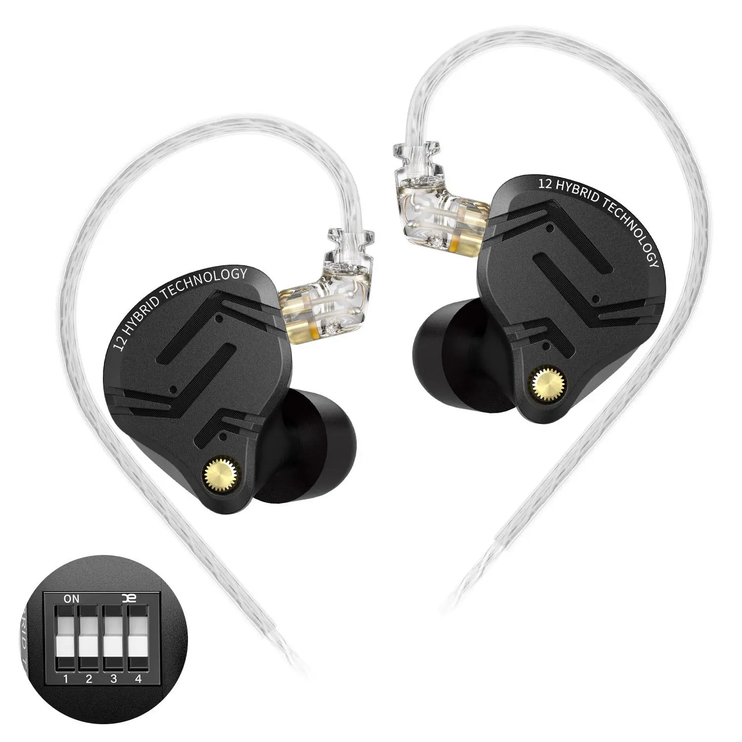 KZ ZS12 PRO X In-ear Monitor Headphone, In Ear Monitors, Wired Gaming Earbuds, Wired Headphones, Wired IEM Earphones, Headphone Jack, 1DD+5BA Hybrid Driver IEM Earphone for Singer Musician Audiophile Hybrid Noise Cancelling