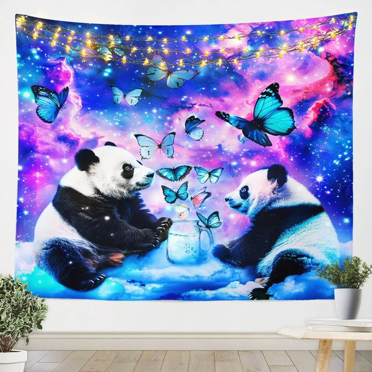 Feelyou Soft Durable Decorative Tapestry - Cute Colorful Hanging Decoration Tapestries, Panda & Bugs Wall Hanging, Lightweight Machine-Washable Home Textile, Living Room Wall Art Decor for Boys, Cute Tapestries