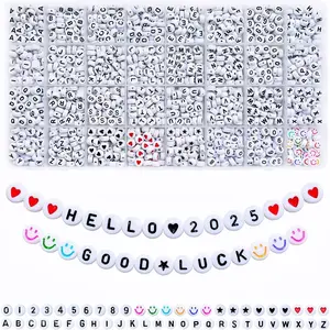 Amaney 1600pcs Acrylic Letter Beads - 4x7mm White, A-Z 31 Styles for Jewelry Making Bracelets, Necklaces, Key Chains