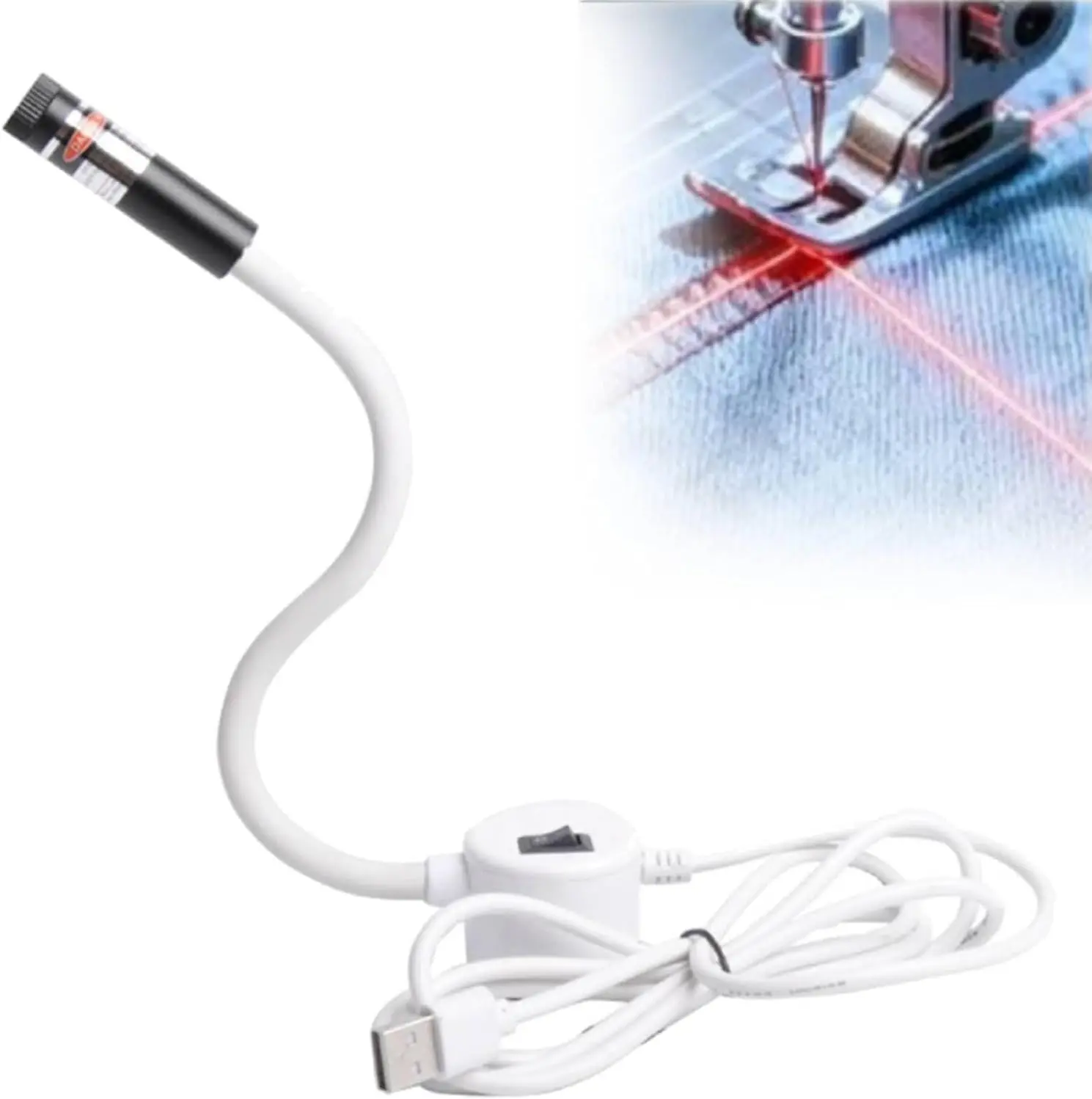 Laser Vision Guide Crosshair Quilting Light, USB Type-C Clamp-On Precision Stitching Tool for Home Sewing Machine Sewing & Quilting, Versatile Crafts USB Accessory Light