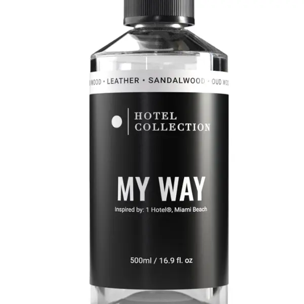 My Way Premium Scented Aroma Oil - 500ML (16.9 fl. oz) Plastic Bottle, Sandalwood Fragrance with Rich Cedar & Iris, Leather-Cedar Edge, Daily All-Season Home Aromatherapy Home Perfume