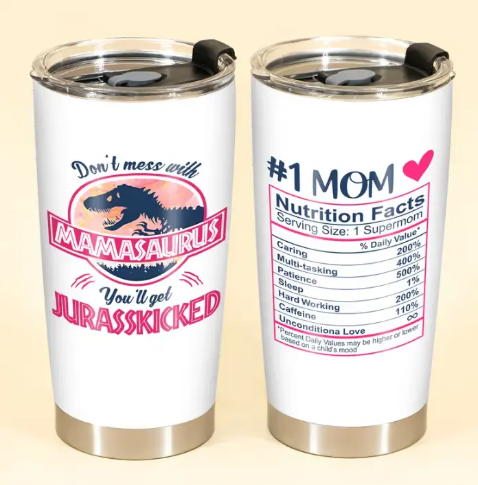 BNB Mother’s Day Mamasaurus Tumbler 20/30oz – Unique Gift for Mom, New Mom or Wife, Birthday Idea from Daughter, Son, Family