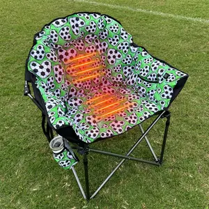 Soccer Hearts - Green - Heated Camping Chair