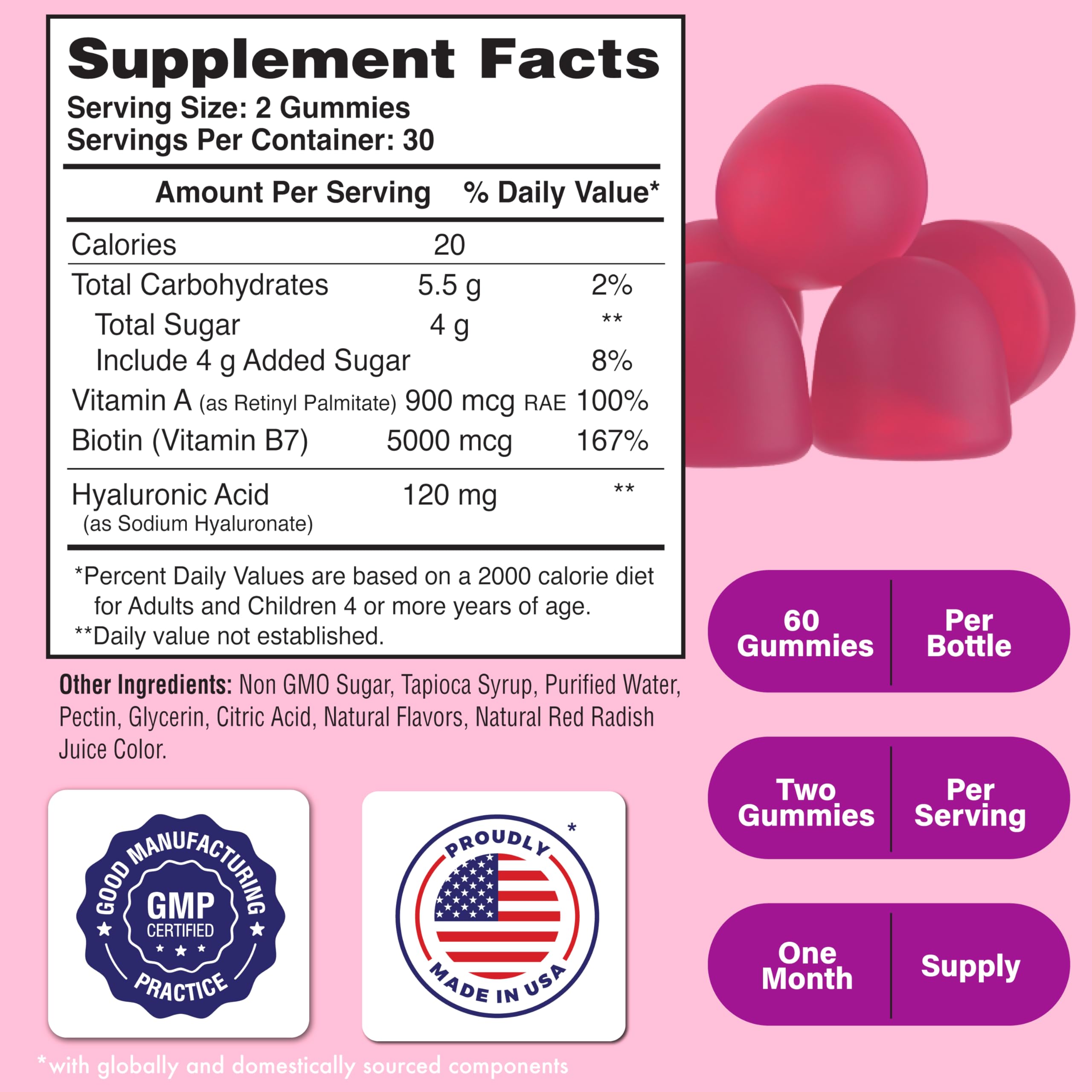 Health Thru Nutrition Skineu – Hair, Skin & Nails+ 60 Strawberry Pina Colada Gummies | Beauty Nutrients for Glow & Strength