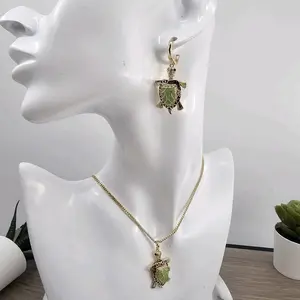 (SetJ) turtles  earrings AND NECKLACE SET 14K Gold plated