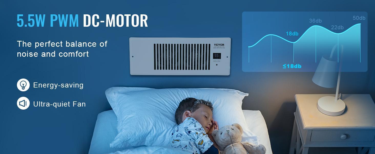 【Backtoschool】VEVOR 4”x12” Register Booster Fan - Quiet Aluminum Compact Indoor Ventilation Auxiliary Fan with Remote, Thermostat Control, Adjustable Speed for Heating & Cooling, White, Ventilation Fan