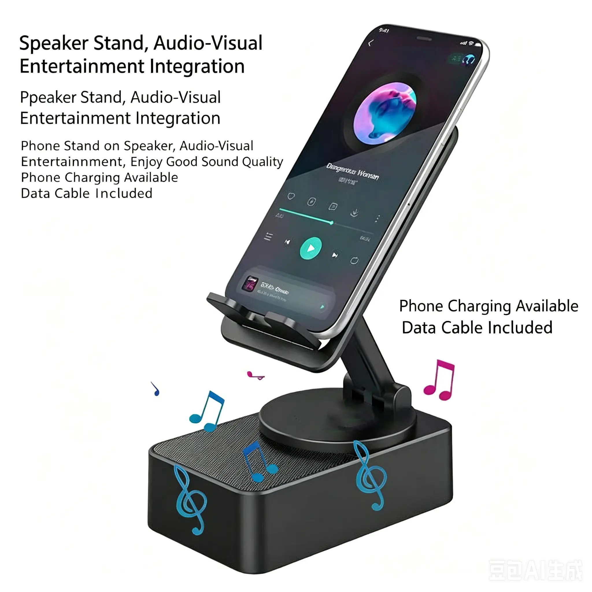 Multifunctional Foldable Lazy Phone Stand | Phone Holder with Bluetooth Speaker & Power Bank