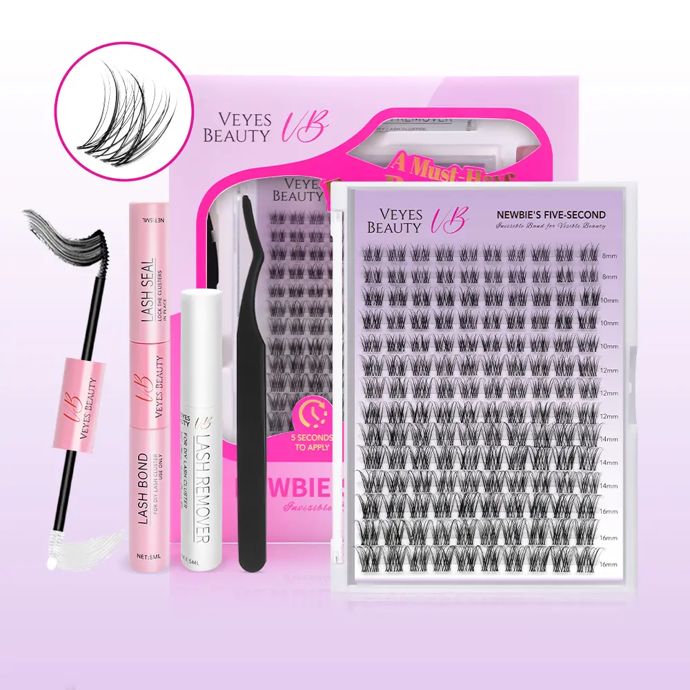 VEYESBEAUTY Aliva Cluster Lashes individual Lash Extensions Layered Wispy Faux Mink Lash Newbie's Five-Second DlY Mixed Length for Self Application Makeup atHome Cosmetic Eyelashes Extensions,sunscreen