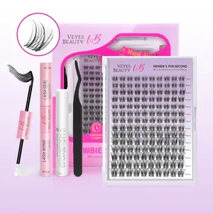 VEYESBEAUTY Aliva Cluster Lashes individual Lash Extensions Layered Wispy Faux Mink Lash Newbie's Five-Second DlY Mixed Length for Self Application Makeup atHome Cosmetic Eyelashes Extensions