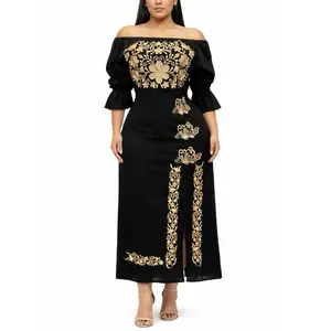 Butterfly Dress Long Mexican Dress with Butterfly Design in Size Small to 3XL Embroidered Floral & Butterfly Adjustable Straps for Customized Fit Formal