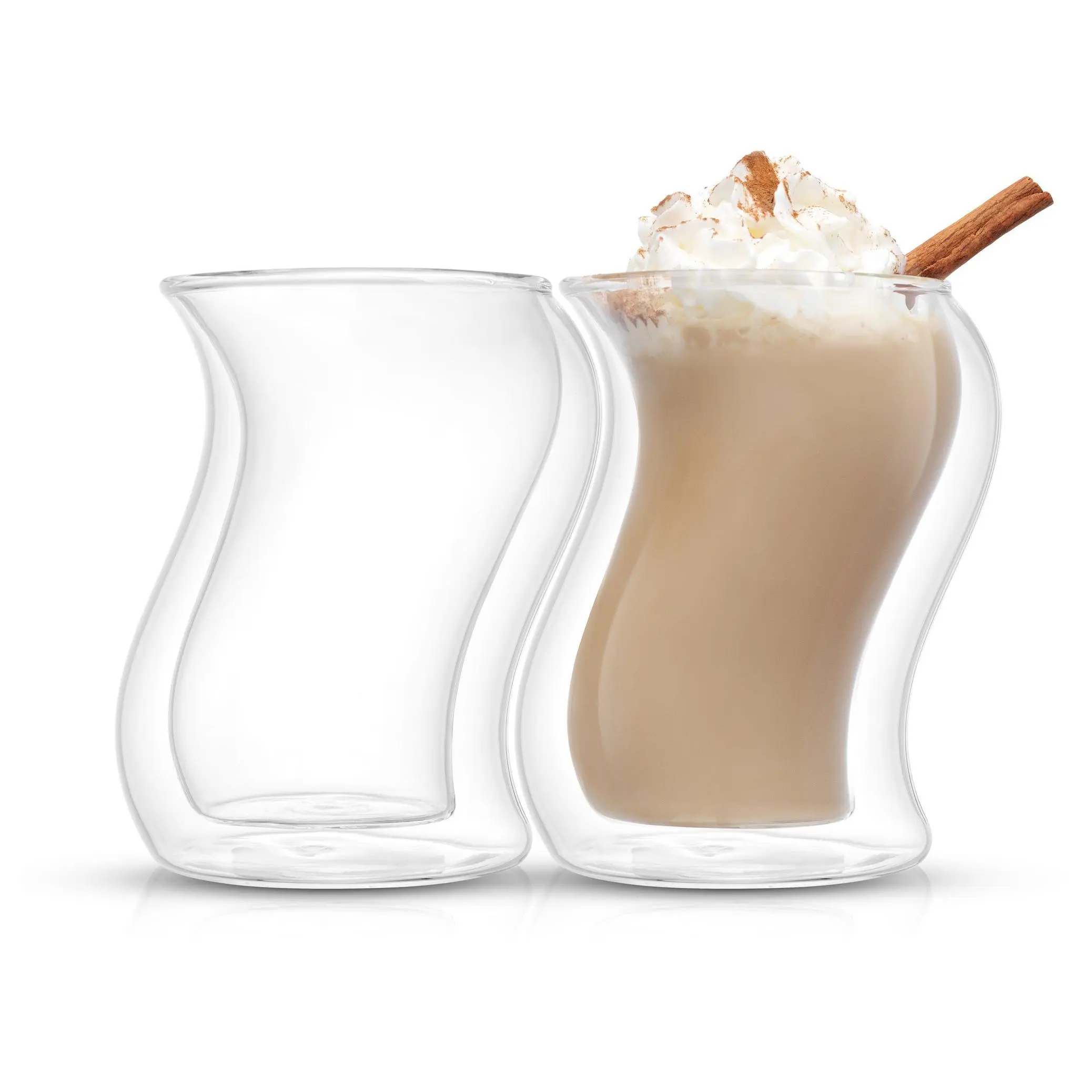 JoyJolt Set of (2) 13.5-oz Pivot Double-Wall Coffee Glasses