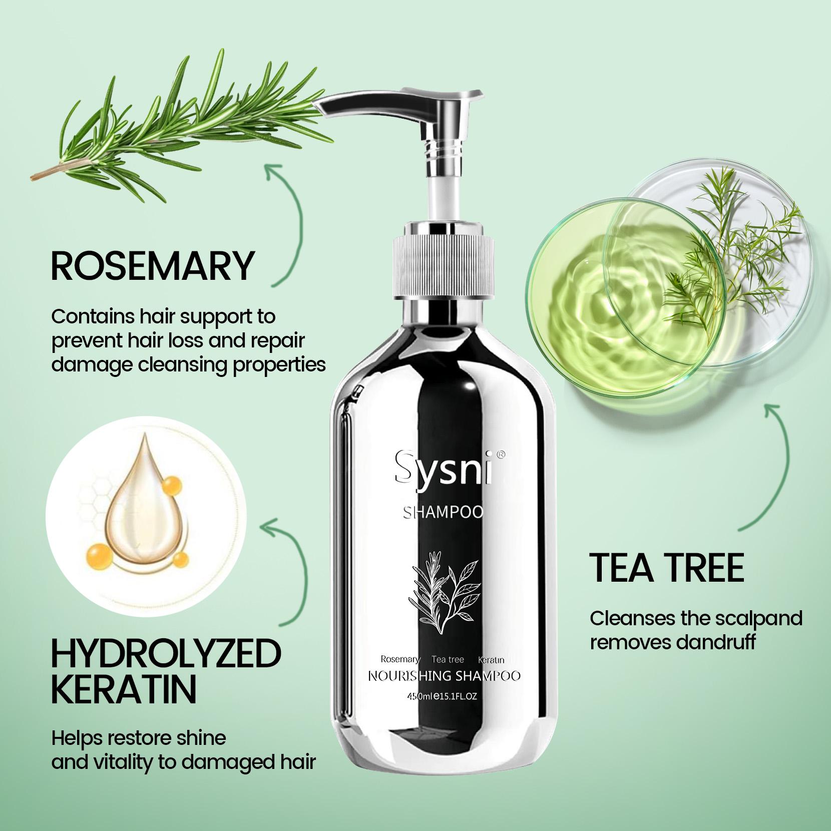 Sysni Organic Rosemary Shampoo and Tea Tree Special Shampoo, keratin nourIshing shampoo ,Promote Hair Growth, Strengthening Shampoo, Prevent Hair Loss Cleansing Shampoo,Deep Cleans, Refreshes Scalp, For All Hair Types, Especially Oily Hair Rosemary Biotin