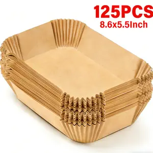 125PCS Rectangle Air Fryer Parchment Liners, Non-Stick Oil-Proof Water-Proof Paper, Perfect for Ninja Dual Air Fryer, Easy Clean Up Baking Sheets for Home Kitchen