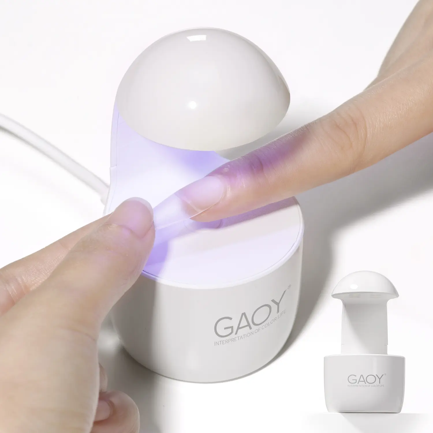 GAOY Mini UV Light for Gel Nails, Small LED Nail Lamp, Fast Curing, White | Portable Travel Manicure, Perfect for Nail Tips & Quick Repairs, DIY Nail Art, USB-C Powered