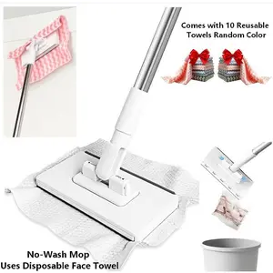 Reusable Cleaning Mop with Clamp – Securely Hold Paper Towels, Rags & Wet Wipes – Multi-Purpose Floor & Home Cleaning Tool