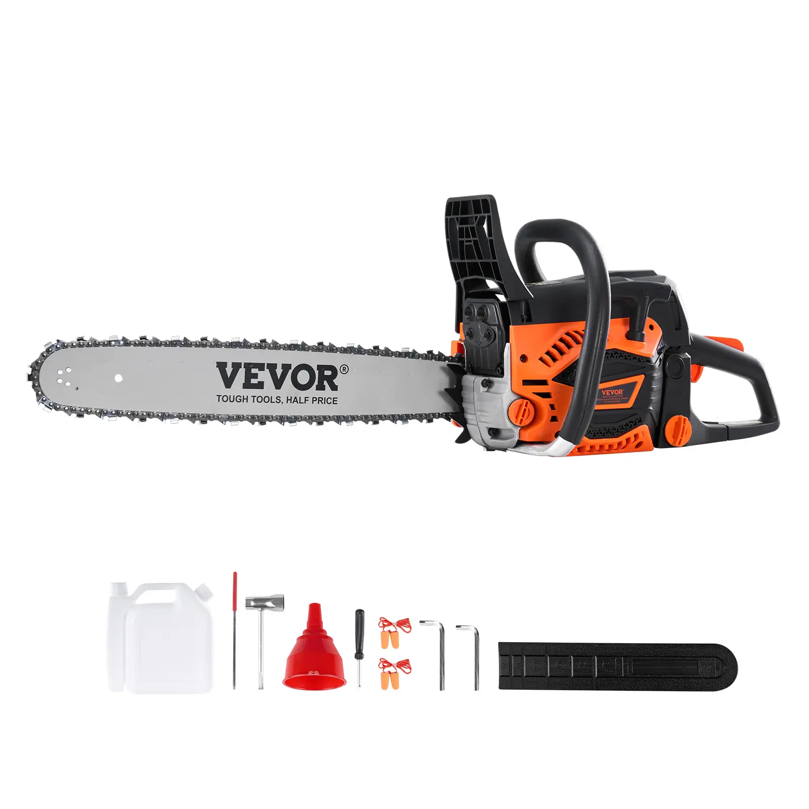 【summerfinds】VEVOR Gas Chainsaw, Various Specifications, Gasoline-Powered Handheld Cordless Petrol Saw with Saw Blades & Metal Handle, Heavy-Duty Portable No-Cord Power Tool for Tree Wood Branch Cutting, Land Clearing, Power Tools