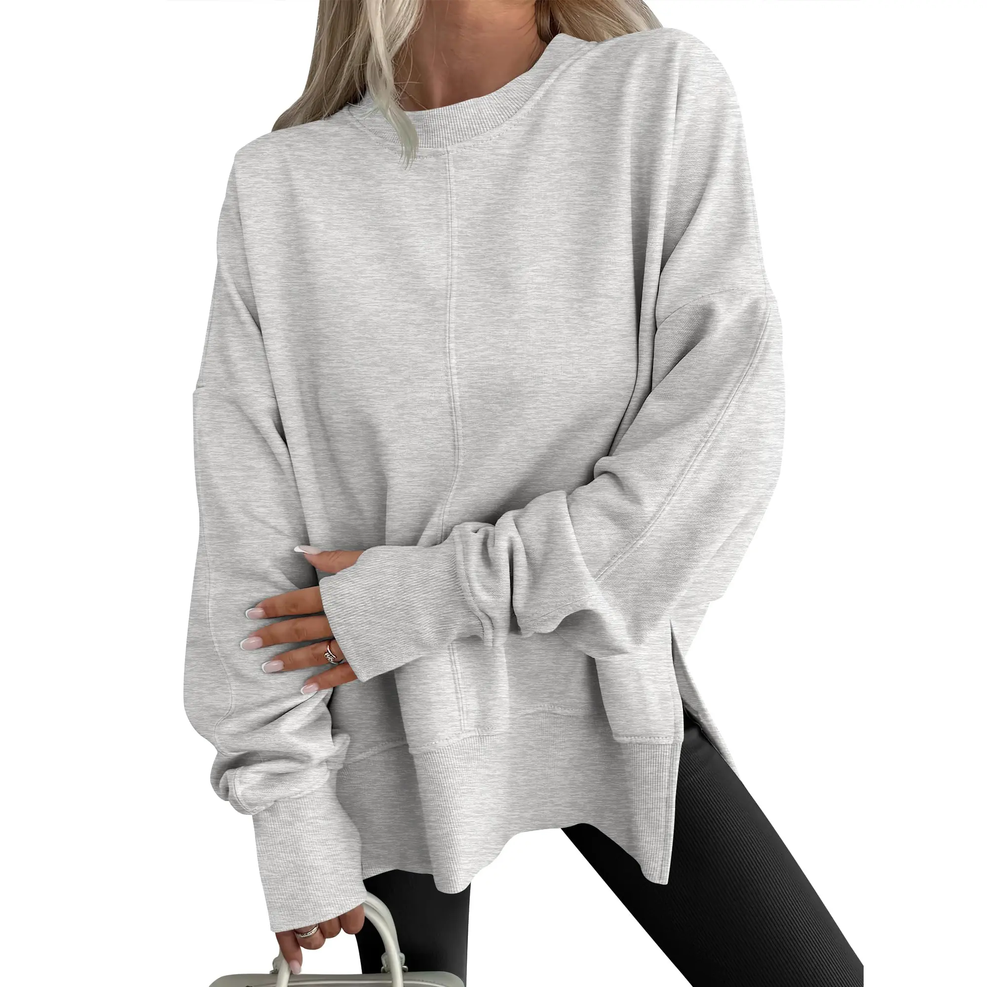 ANRABESS Women Oversized Sweatshirts Thumbhole Long Sleeve Hoodies Shirts 2026 Fall Side Slit Pullover Top Teen Y2k Outfits