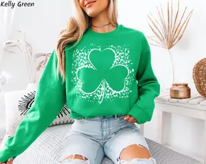 St Patricks Day Sweatshirt, Leopard Shamrock Sweatshirt, St Paddys Crewneck, Lucky Shirt, Cute Irish Tee, Shamrock Sweatshirt, Womens St Patricks - LORA ATCHER