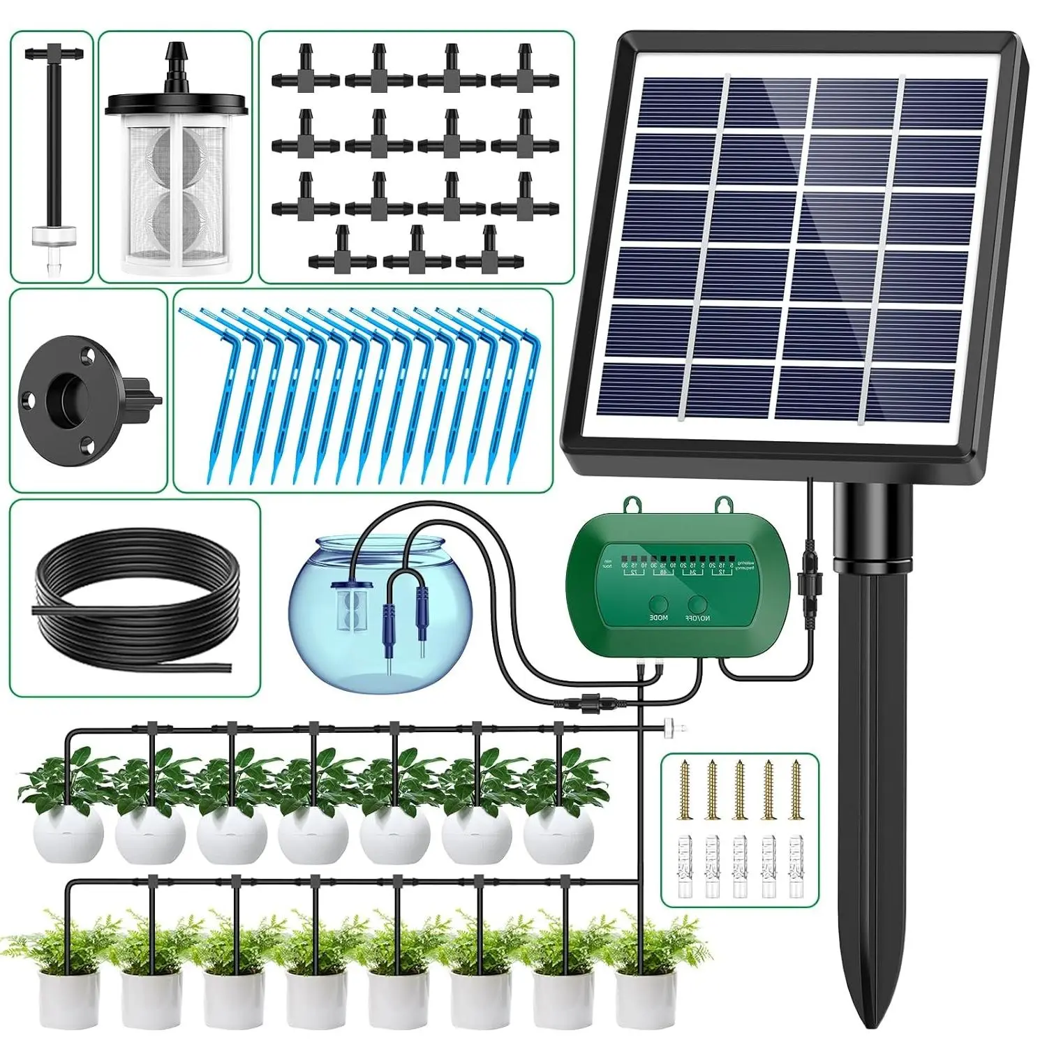 Solar Irrigation System for Garden Watering System, 2026 Latest Drip Irrigation Kit for Potted Plants,Supported Automatic Watering System for The Garden Bed,The Garden Grow Bag,The Balcony and The Green House