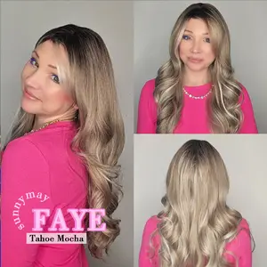 sunnymay Layered Style Women Fashion Synthetic Wig FAYE Tahoe Mocha Curly Blonde Synthetic Lace Front Wig glueless wigs deep wave wigs headband wigs chocolate brown wig wigs for women