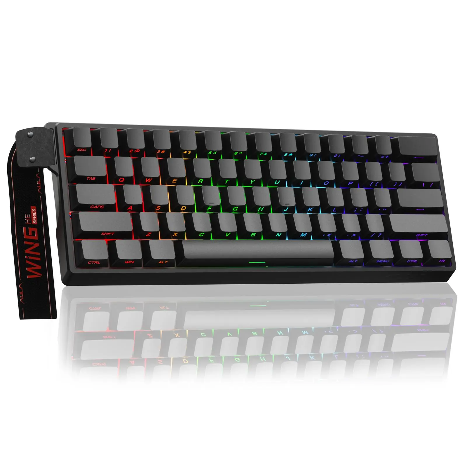 AULA WIN68 HE Durable Lighted Mechanical Gaming Keyboard - 60% Hall Effect Magnetic Switch, 8000 Hz RGB Backlit, 0.3ms Ultra-Low Latency Wired Black, Hot Swap, Illuminated Mechanical Keyboards for Gamers, Durable Keyboard FathersDayGift