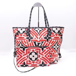 Pre-owned Louis Vuitton Canvas Tote Bags Neverfull MM Giant Crafty Red Coated Tote W/P T10372139