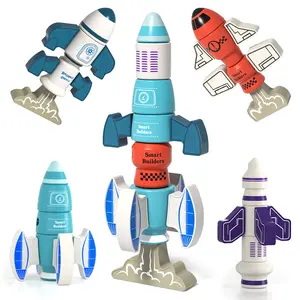 Magnetic Rockets Toy Magnetic Blocks Stacking Robots STEM Building Set Kids 3-6 Educational DIY Construction Puzzle Storage Box Perfect Gift Boys Girls Toddlers