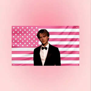 Conrad Fisher Pink US Flag | Christopher Briney The Summer I Turned Pretty Wall Tapestry | Team Conrad Hot Aesthetic Dorm & Frat Decor hot actor wall art tv show tapestry