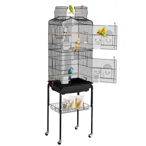 VEVOR Large Bird Cage,  , 62 in, Open Top Parakeet Cage with Rolling Stand,  Steel Bird Flight Cage with Removable Tray, Budgie Birdcage with 4 Perches, Parrot Cage for Lovebirds Cockatiels Pet Toy