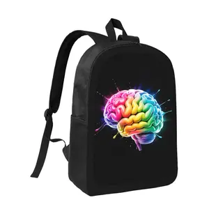 Neural Cosmos Backpack - Lightweight Large Capacity School Bag with Neuroscience Brain Design, Neon Glow-in-the-Dark Style, Adjustable Padded Shoulder Straps & Zipper Closure, Durable Black Backpack for Teens, Boys & Girls, Ideal for School, College, Trav