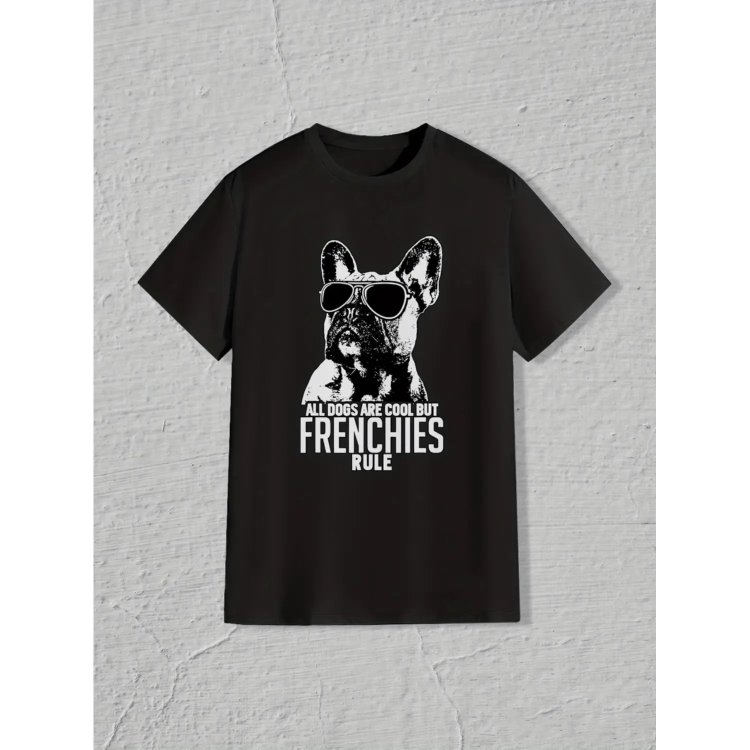 Burning ManMen Casual French Bulldog Print Pajama Set Short Sleeve T Shirt With Pockets Black Relaxed Loungewear Graphic Tee Comfortable Season Wear Glossy Black