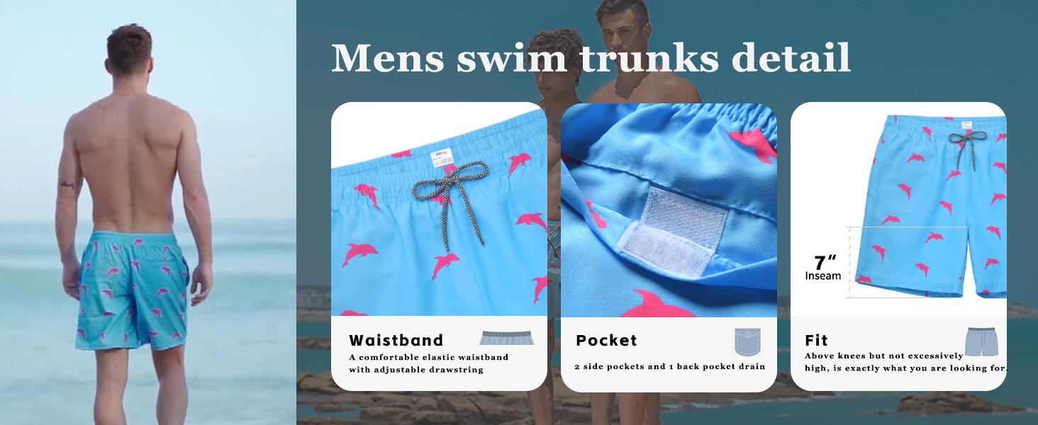 Mens Swim Trunks with Compression Liner 7" Stretch Beach Shorts Quick Dry with Pockets No-Chafing Board Shorts Swimming Activewear