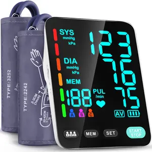 Dual-Arm Cuff Blood Pressure Monitor, Automatic Upper Arm Blood Pressure Monitors for Home Use, 2 Blood Pressure Machine Cuff(9-17in & 13-21in) with Large LED Backlit Display, 3x199 Reading Memory Users Blue Healthcare  Kit