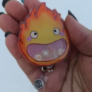 Fire Demon Shaker Badge Reel | Anime Spirit ID Badge Holder