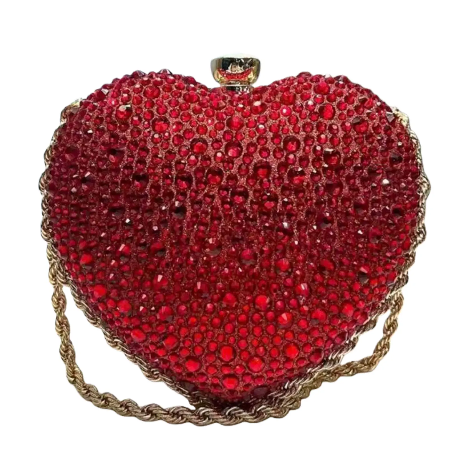 Women's Red Heart Rhinestone Clutch Bag - Sparkling Crystal Embellished Small Formal Handbag with Chain Strap, Wedding Evening Banquet Purse, Women's Clutches & Wristlets, Crystal Handbag Women's Clutches & Wristlets, Embellished Women's Clutches & Wristl
