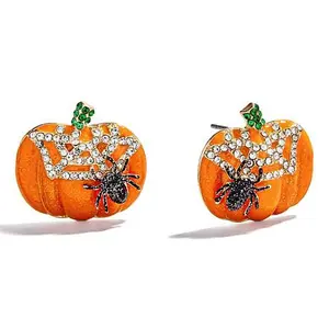 BAUBLEBAR Halloween Pumpkin & Spider Stud Earrings