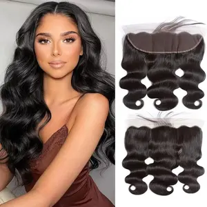 Msgem Hair 13 x 4 Lace Frontal Closure Body Wave Ear to Ear Lace Frontal Pre Plucked Body Wave Human Hair Closures Free Part 150% Density Natural Black Color #SummerVibes