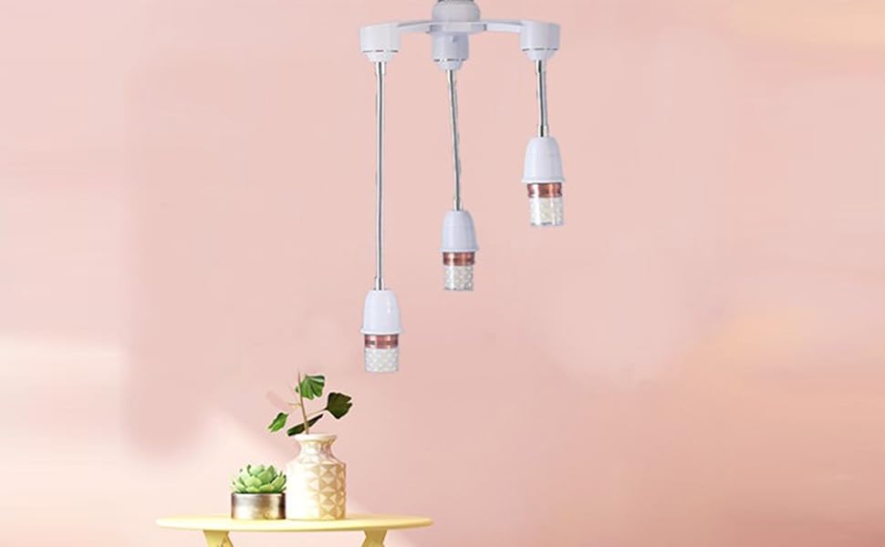 WESECUU Adjustable E27 Socket Adapter 360° Rotatable Extension for LED Grow Lights & Home Fixtures - Flexible Bulb Holder Extender